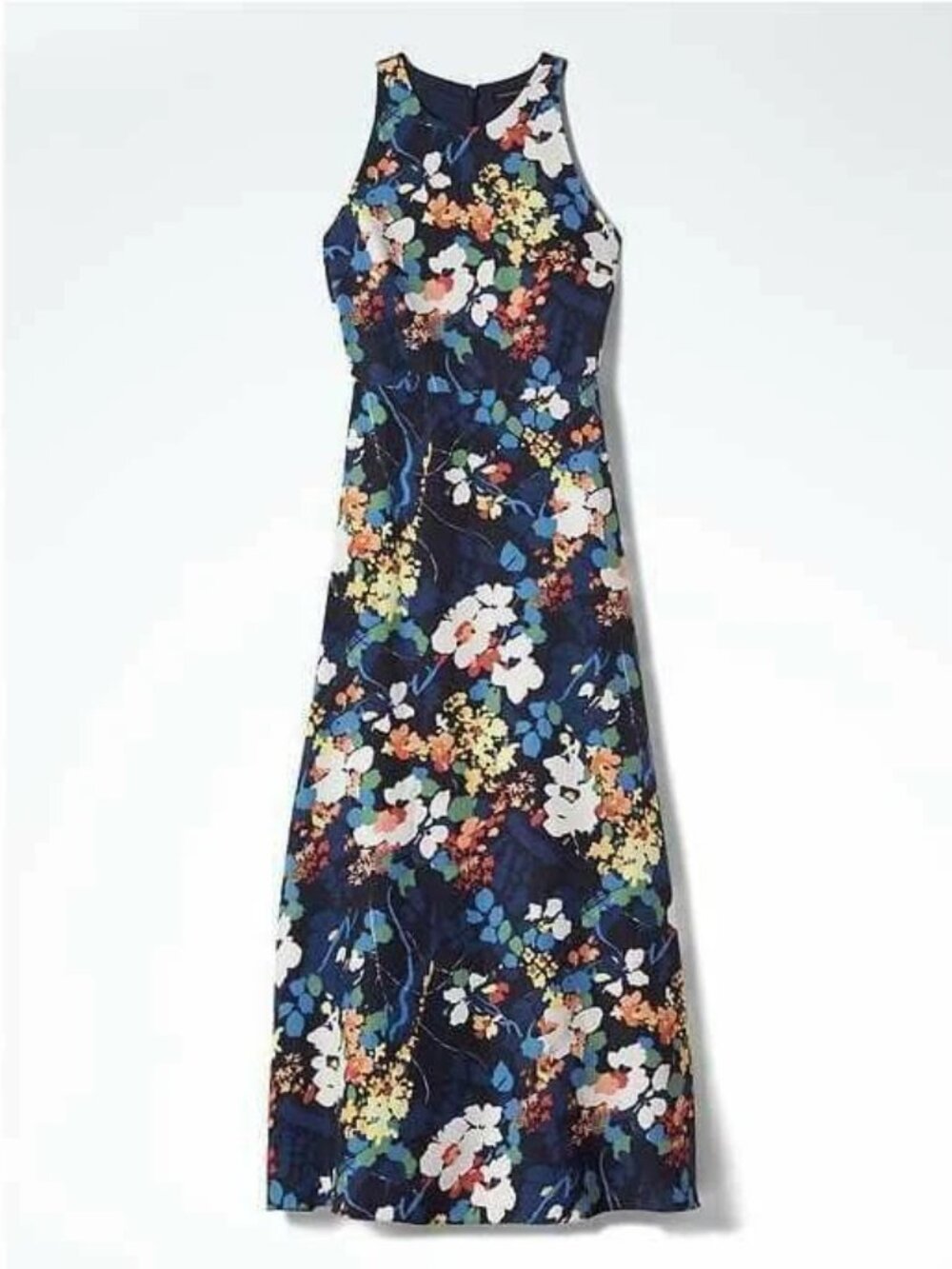 Bold floral pattern ultra-long dress